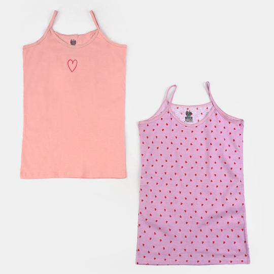 Girls Cotton Jersey Cami Heart-Pack Of 2-Pink.Orchid