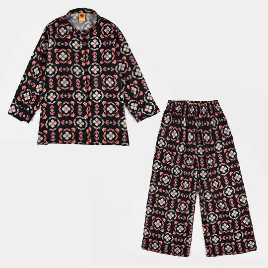 Girls Poly Net Co-Ord Set Wonder-BLACK