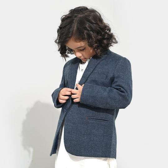 Boys Wool Blazer (Kaaj)-BLUE