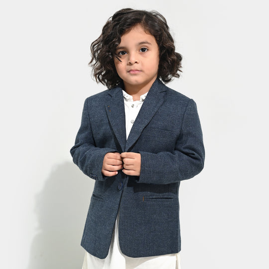 Boys Wool Blazer (Kaaj)-BLUE