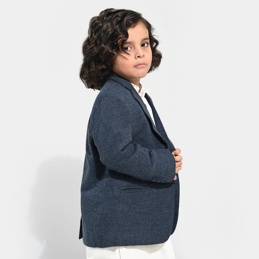 Boys Wool Blazer (Kaaj)-BLUE