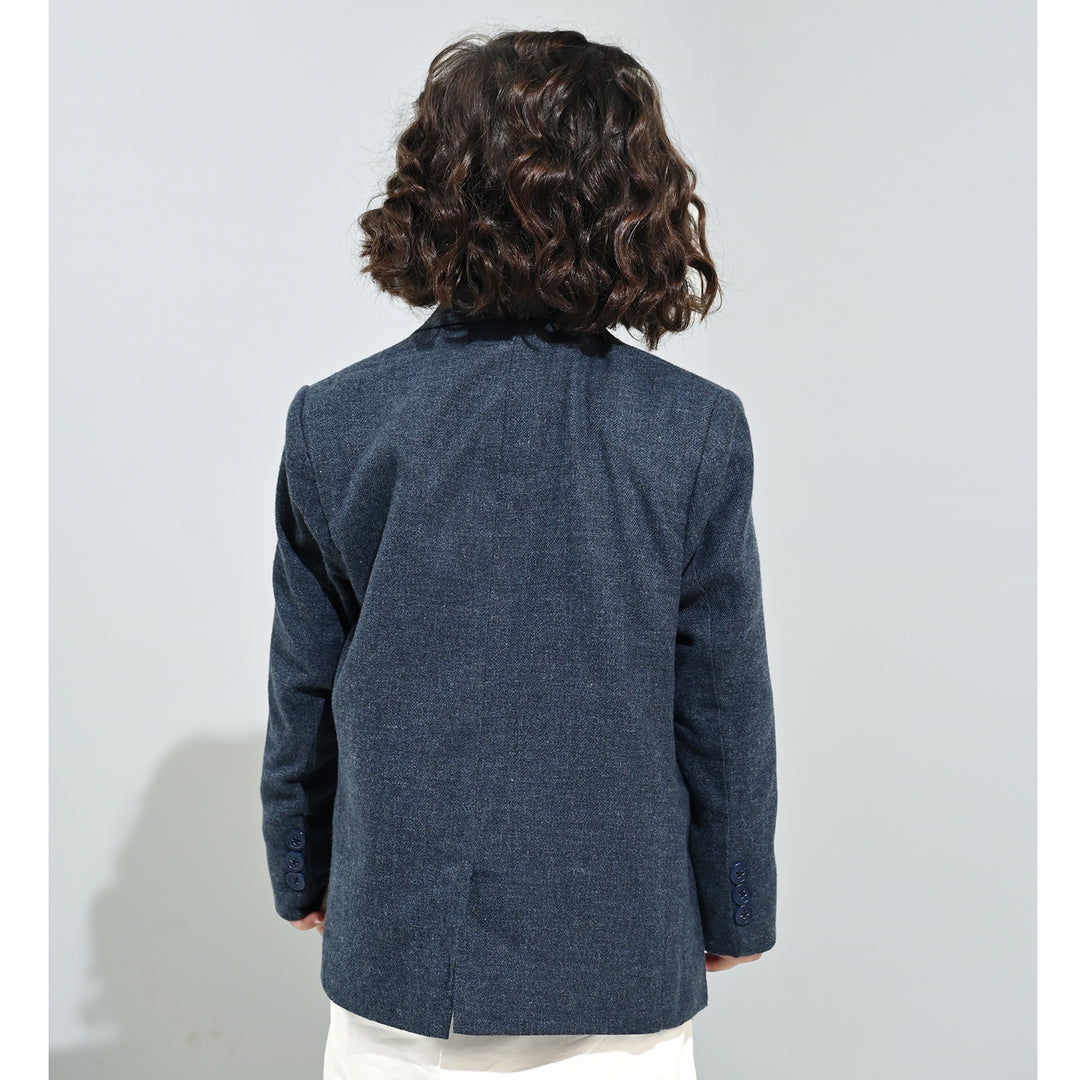 Boys Wool Blazer (Kaaj)-BLUE