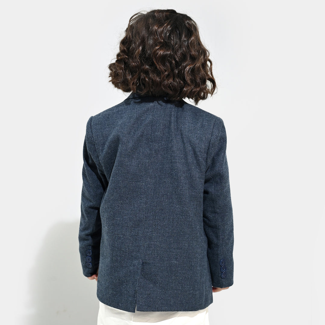 Boys Wool Blazer (Kaaj)-BLUE