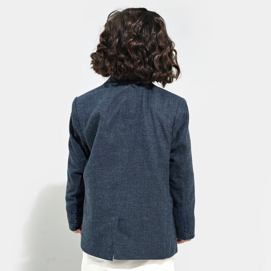 Boys Wool Blazer (Kaaj)-BLUE
