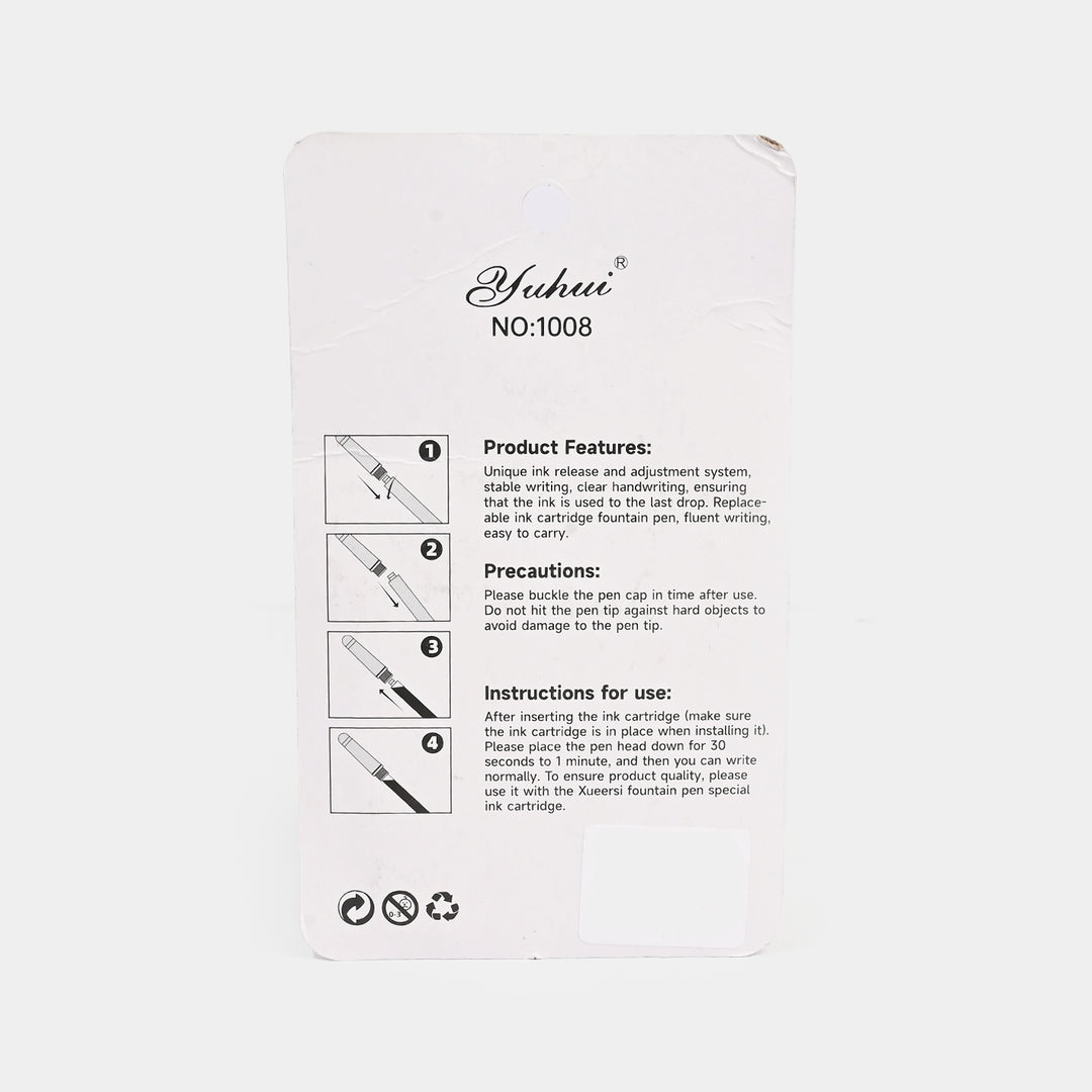Elegant Fountain Pen With 8 Ink Cartridges