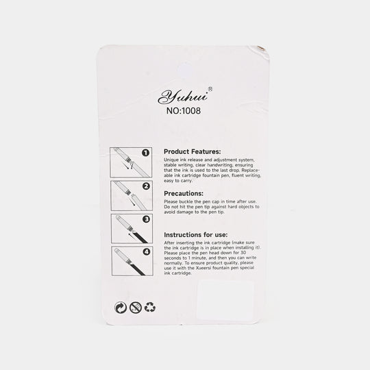 Elegant Fountain Pen With 8 Ink Cartridges