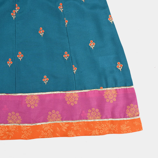 Girls poly cambric Fancy 3Pcs Andaaz-Teal blue