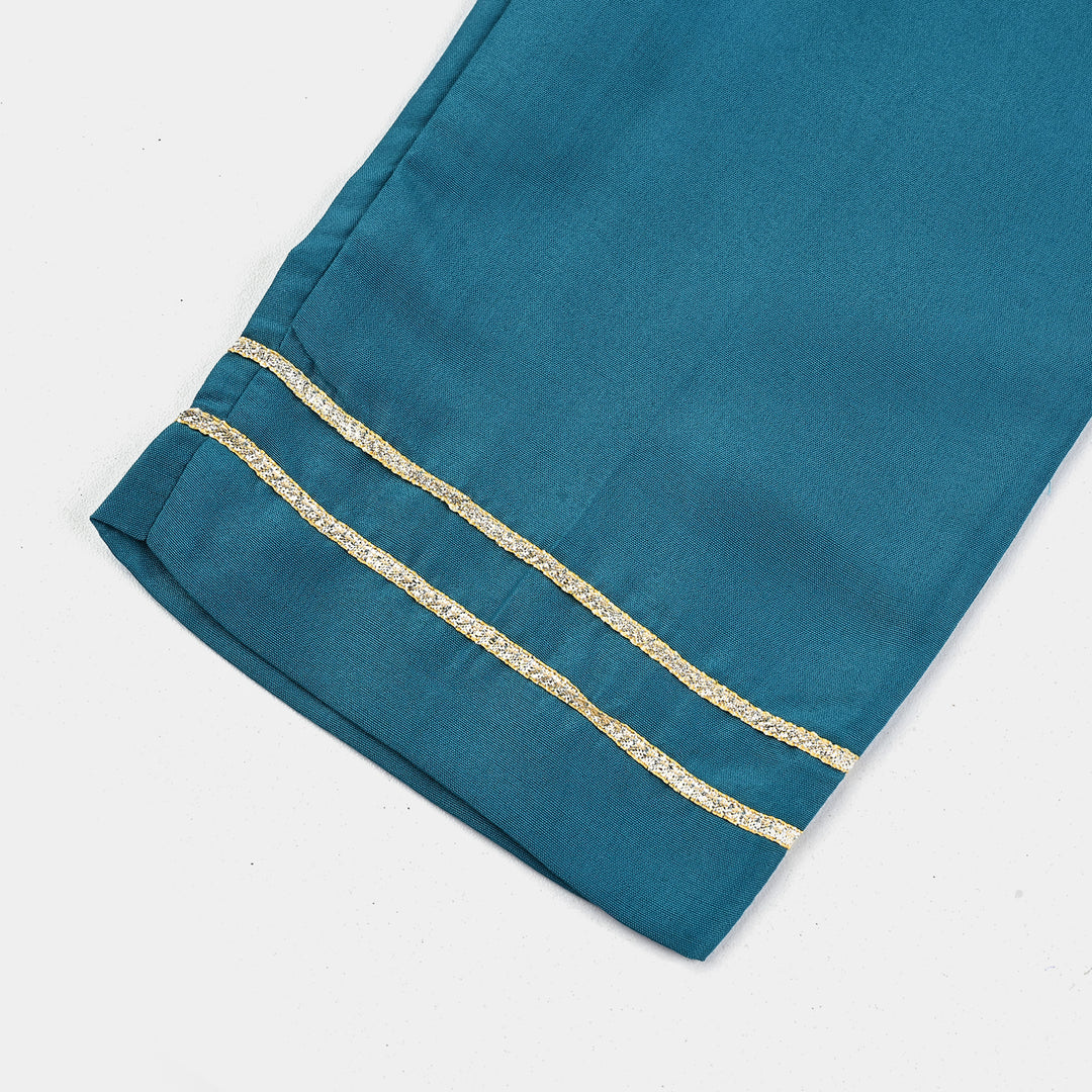 Girls poly cambric Fancy 3Pcs Andaaz-Teal blue