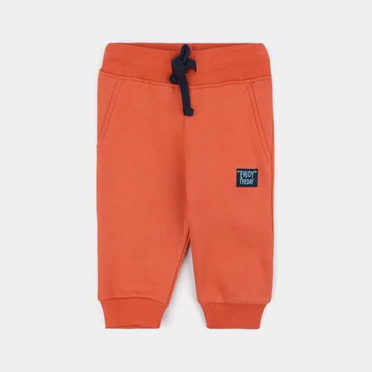 Infant Boys Fleece Pajama Enjoy The Day-Orange