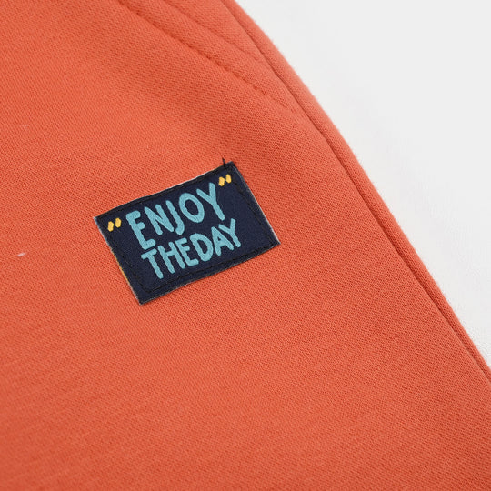 Infant Boys Fleece Pajama Enjoy The Day-Orange