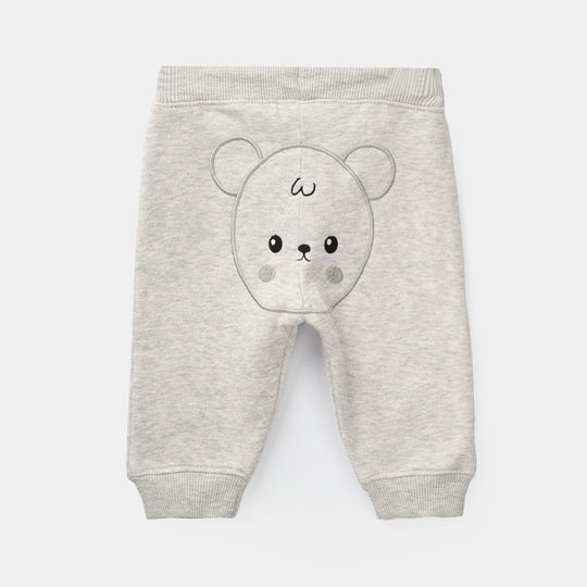 Infant Boys Fleece Pajama Bear Face-H.grey