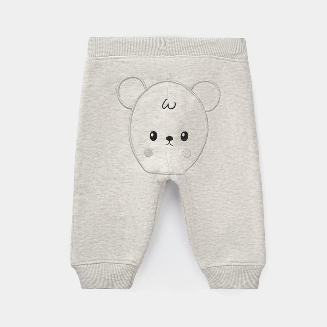 Infant Boys Fleece Pajama Bear Face-H.grey