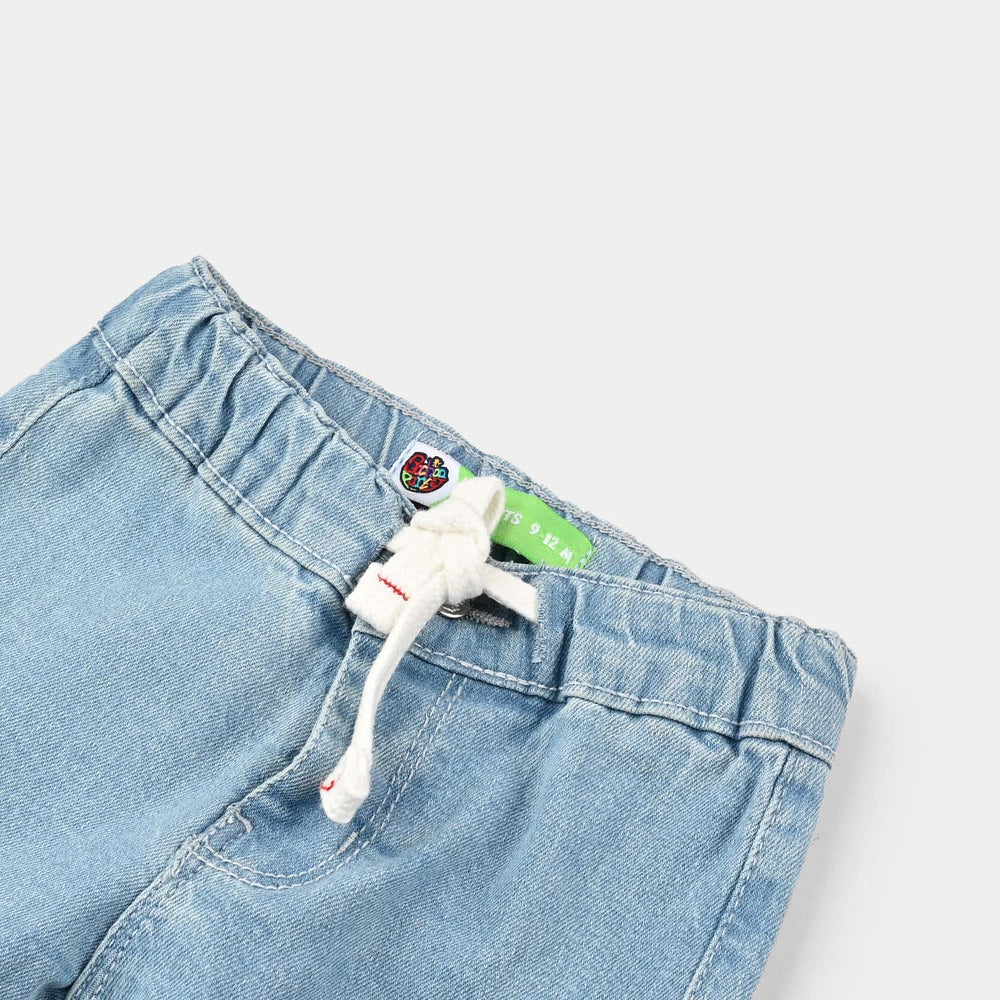 Infant Boys Denim Stretch Pant Mickey Patch-LIGHT BLUE