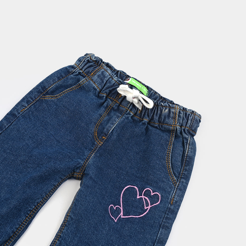 Infant Girls Denim Stretch Pant-Mid Blue