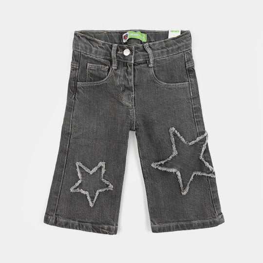 Infant Girls Denim Stretch Pant Star Patch-Black.Acid