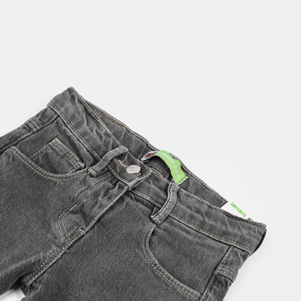 Infant Girls Denim Stretch Pant Star Patch-Black.Acid