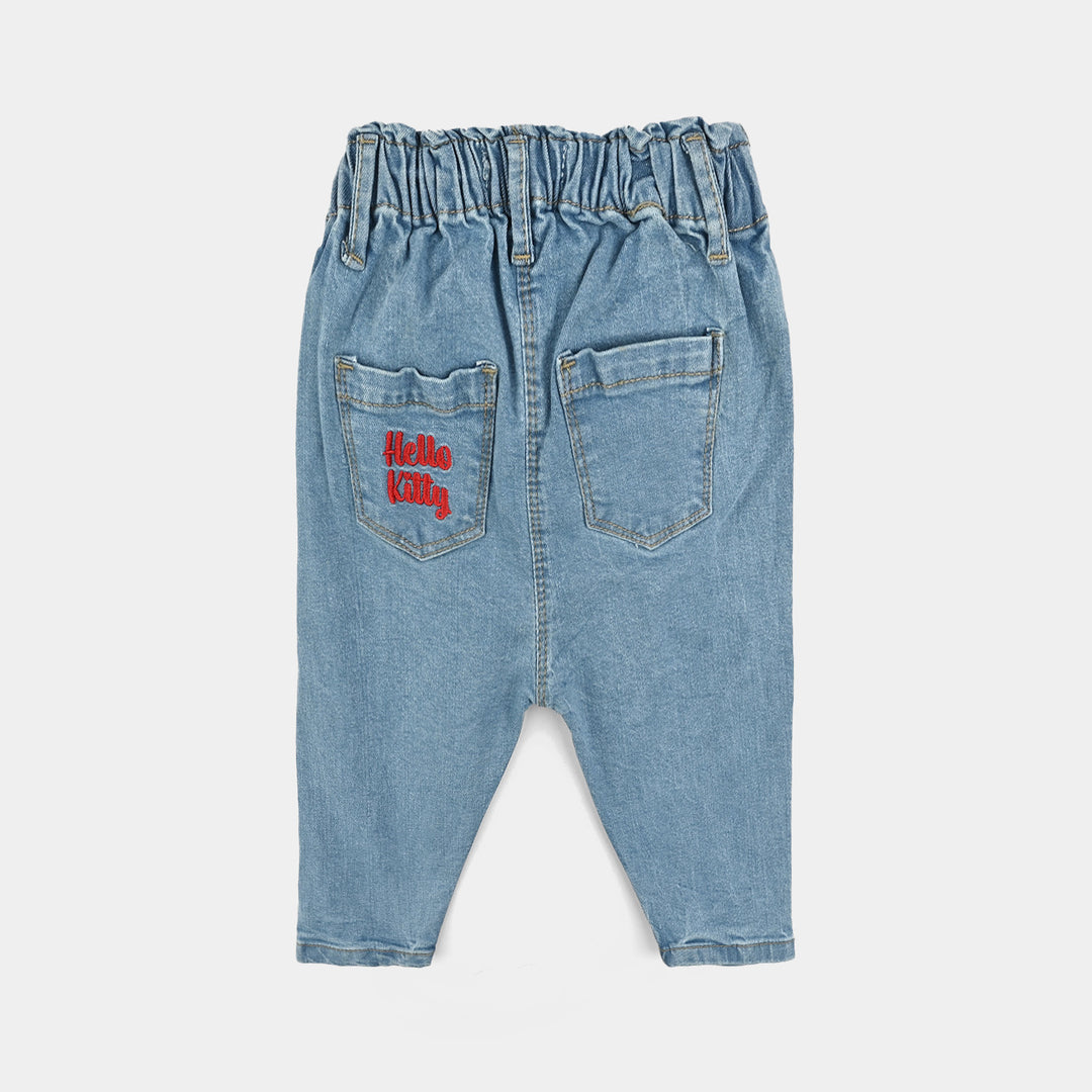 Infant Girls Denim Stretch Pant Blooming Flower-LT.Blue