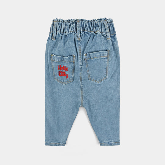 Infant Girls Denim Stretch Pant Blooming Flower-LT.Blue