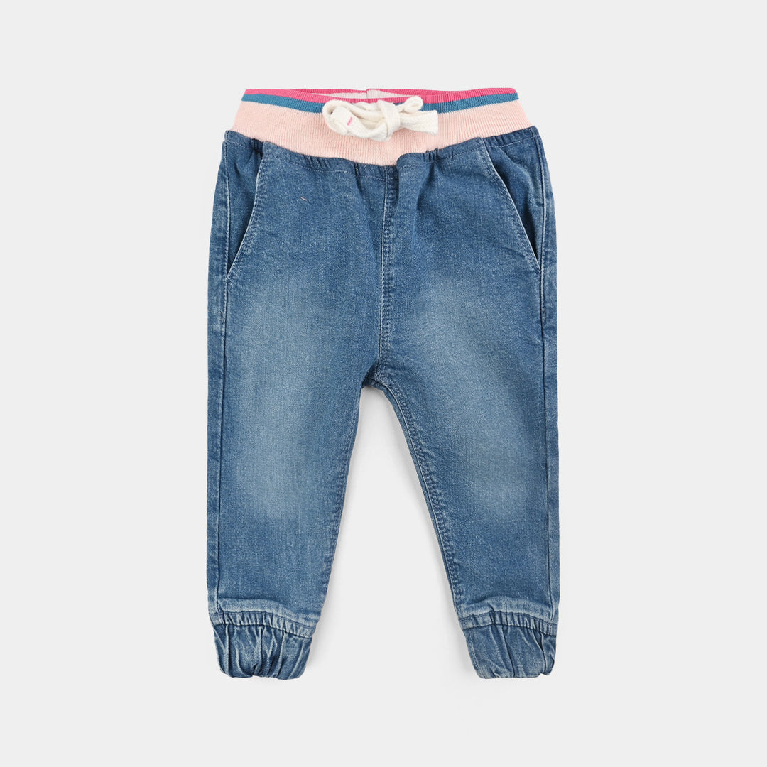 Infant Girls Denim Stretch Pant Heart Pockets-LT.Blue