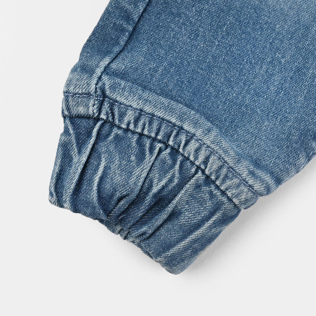 Infant Girls Denim Stretch Pant Heart Pockets-LT.Blue