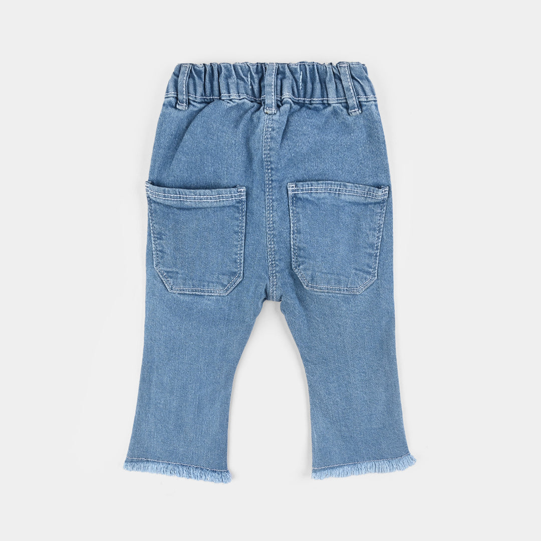 Infant Girls Denim Stretch Pant Glitter Hearts-Ice Blue