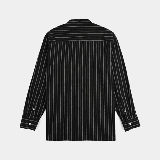 Teens Boys Yarn Dyed Shirt (Black Stripe)-BLACK