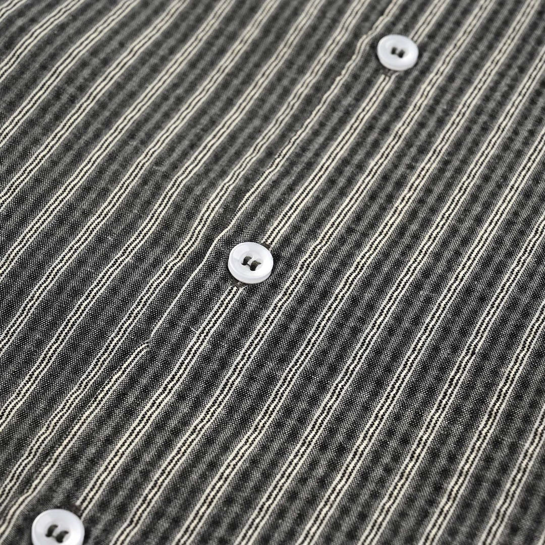 Teens Boys Yarn Dyed Shirt (Grey Stripe)-GREY