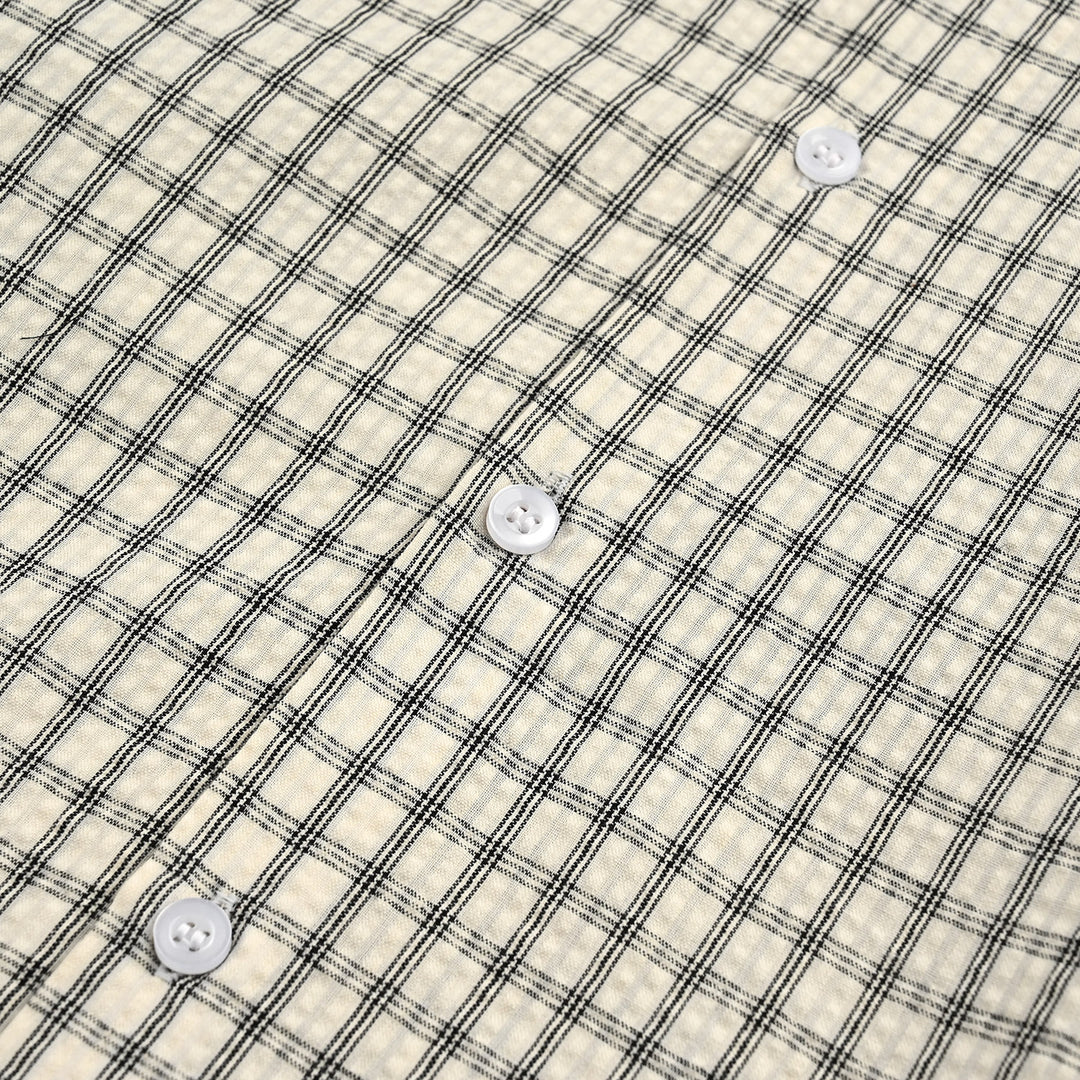 Teens Boys Yarn Dyed Shirt (White Check)-White