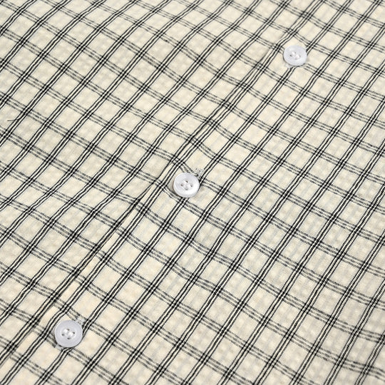 Teens Boys Yarn Dyed Shirt (White Check)-White