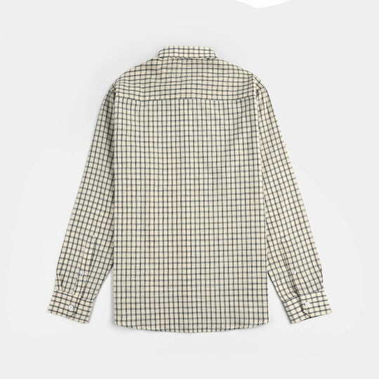 Teens Boys Yarn Dyed Shirt (White Check)-White