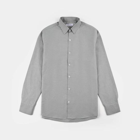 Teens Boys Yarn Dyed Shirt (Solid)-L/GREY