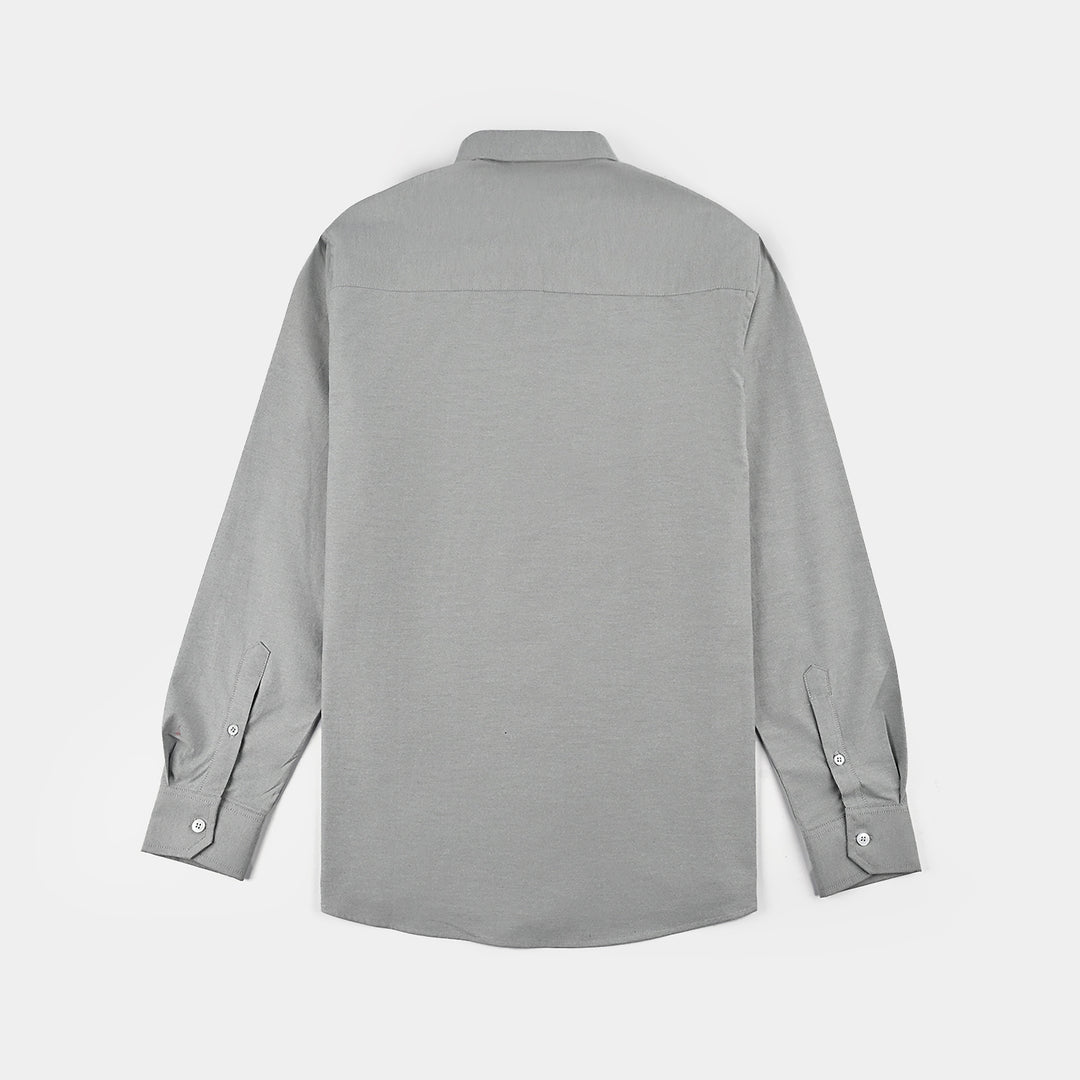 Teens Boys Yarn Dyed Shirt (Solid)-L/GREY