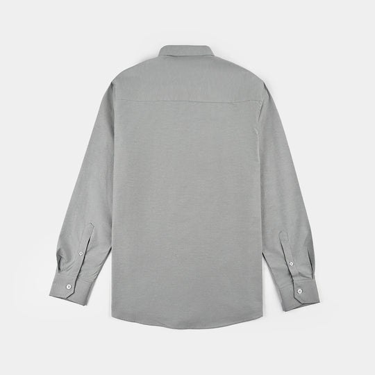 Teens Boys Yarn Dyed Shirt (Solid)-L/GREY