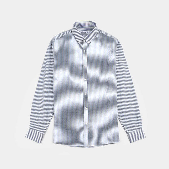 Teens Boys Yarn Dyed Shirt (Blue Stripe)-Blu.Stripe