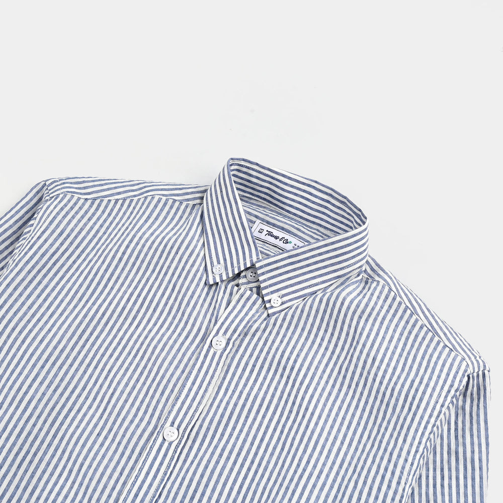 Teens Boys Yarn Dyed Shirt (Blue Stripe)-Blu.Stripe