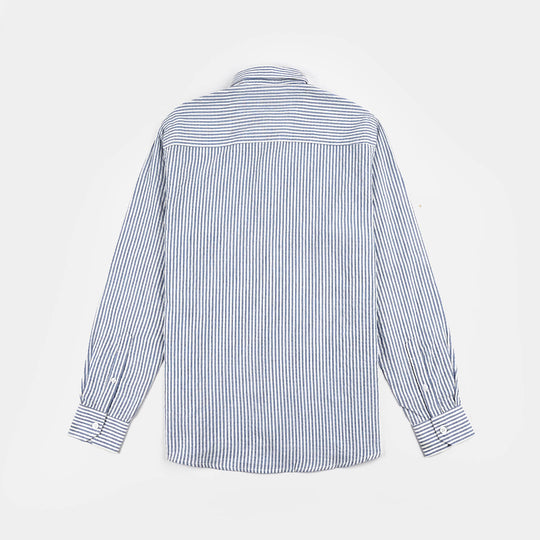 Teens Boys Yarn Dyed Shirt (Blue Stripe)-Blu.Stripe