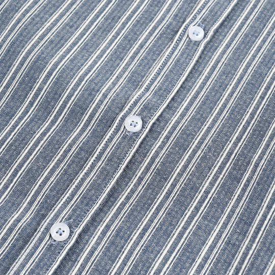 Teens Boys Yarn Dyed Shirt (Bold Stripe)-Dk.Blue