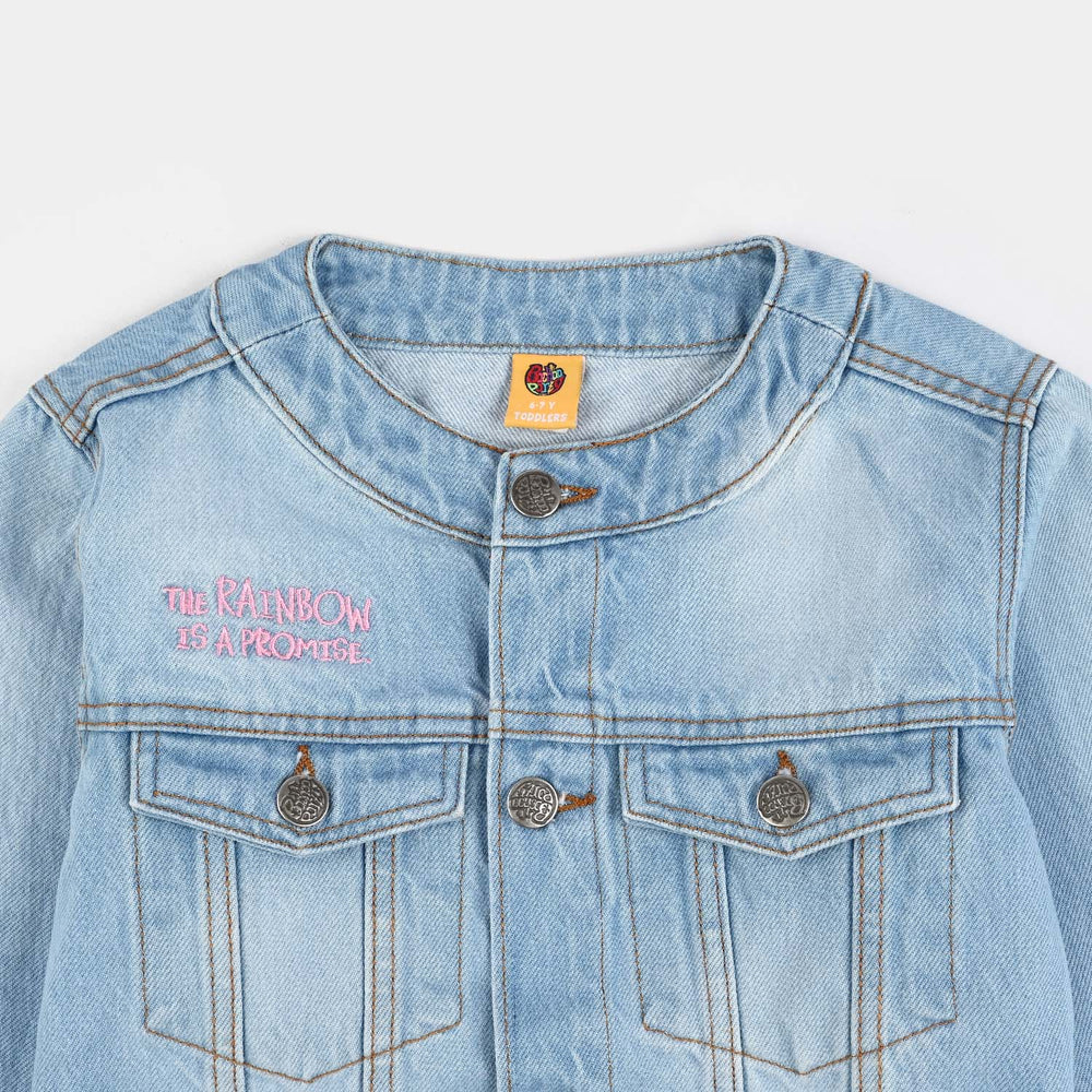 Girls Denim Stretch Woven Jacket Rainbow-Ice Blue