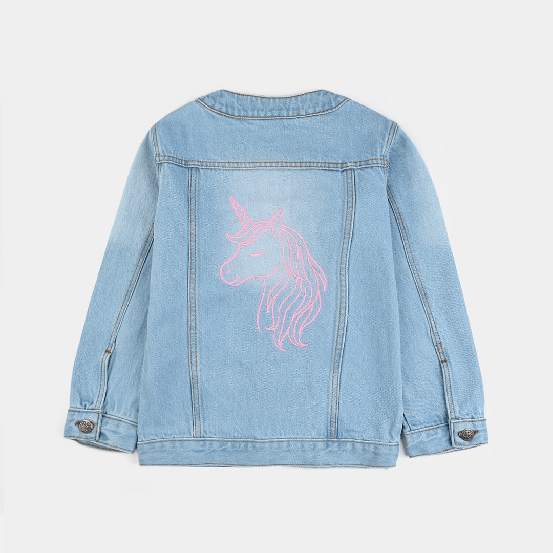 Girls Denim Stretch Woven Jacket Rainbow-Ice Blue