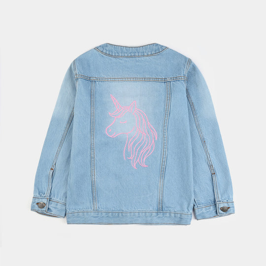 Girls Denim Stretch Woven Jacket Rainbow-Ice Blue