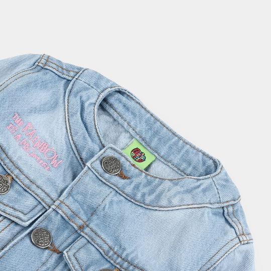 Infant Girls Denim Stretch Woven Jacket Rainbow-Ice Blue
