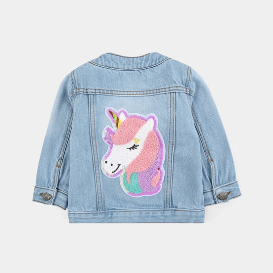 Infant Girls Denim Stretch Woven Jacket Rainbow-Ice Blue