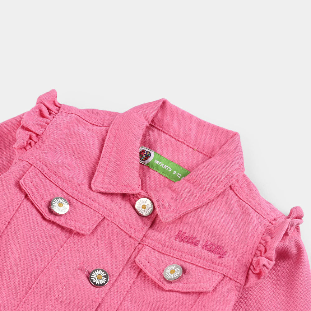 Infant Girls Denim Stretch Woven Jacket Character-Pink