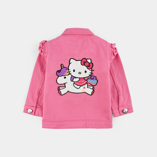 Infant Girls Denim Stretch Woven Jacket Character-Pink