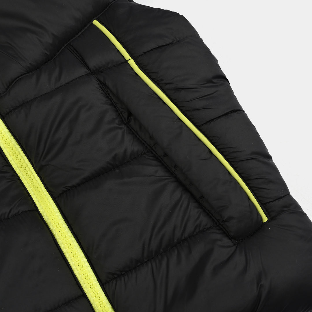 Boys  Quilted Hooded Jacket S/L Neon Noir-BLACK