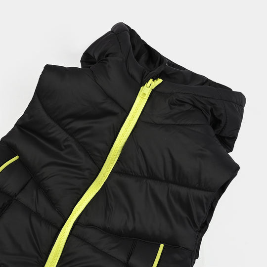 Boys  Quilted Hooded Jacket S/L Neon Noir-BLACK