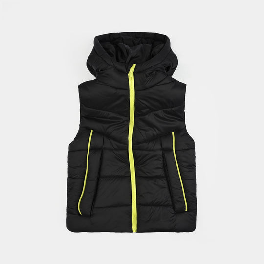 Boys  Quilted Hooded Jacket S/L Neon Noir-BLACK