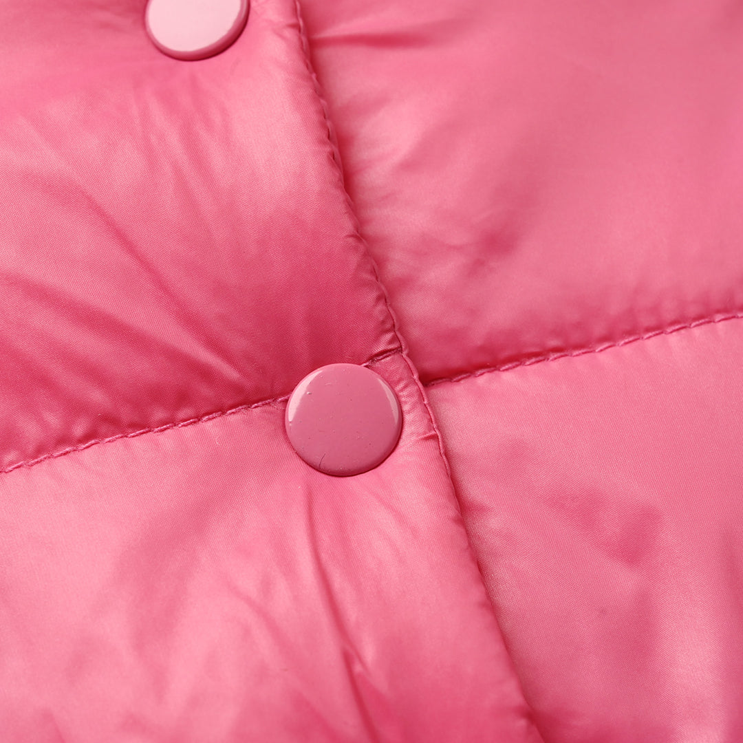 Infant Girls Quilted Hooded Jacket Retro Happy-PINK