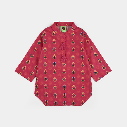 Infant Girls Cotton Poplin Printed 2 Pcs