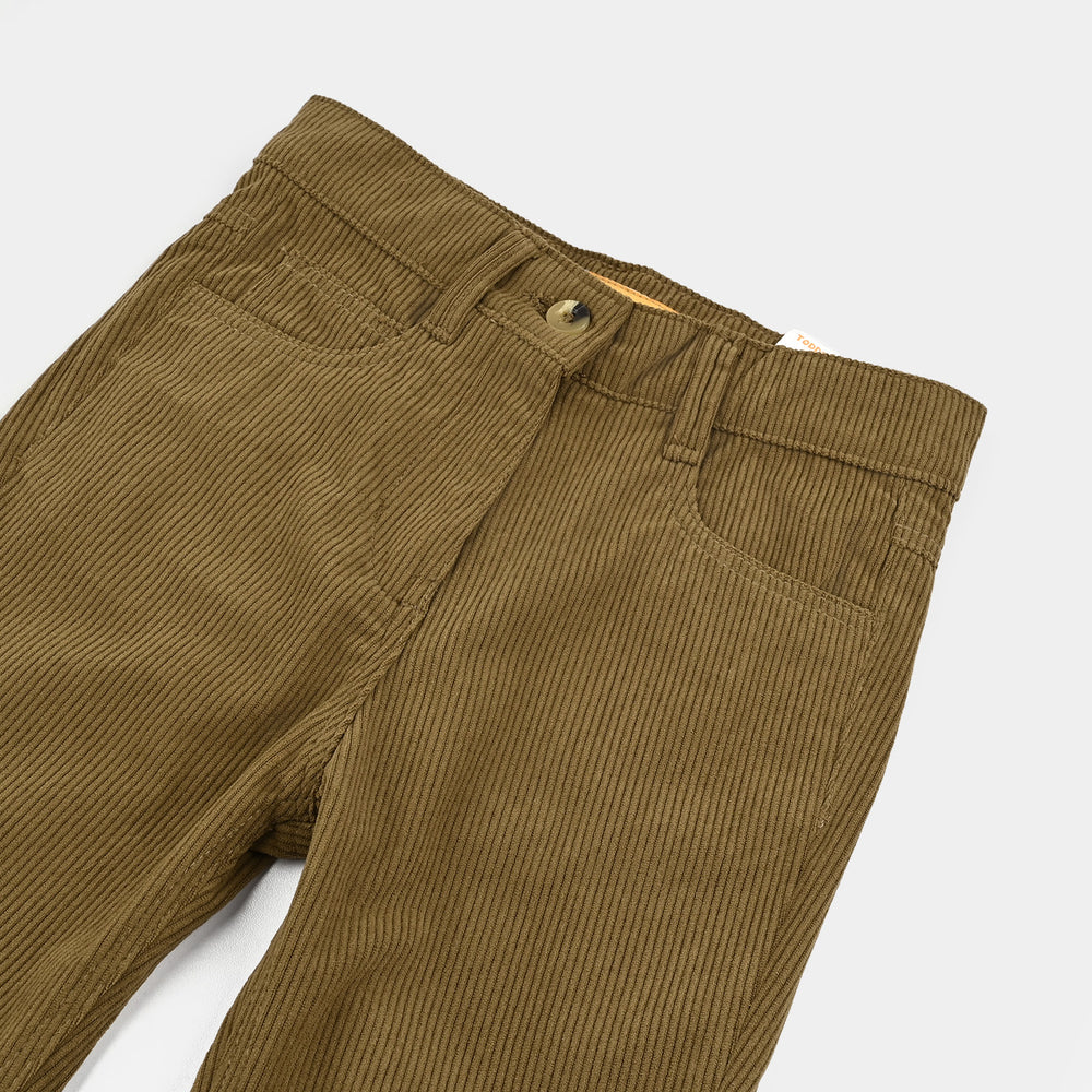 Girls Corduroy Pant Slit-GREEN